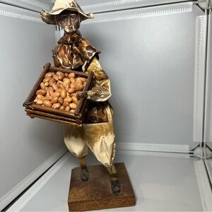 Vintage Handmade Paper Mache Mexican Folk Art Farmer Figure 12.5" With Beans